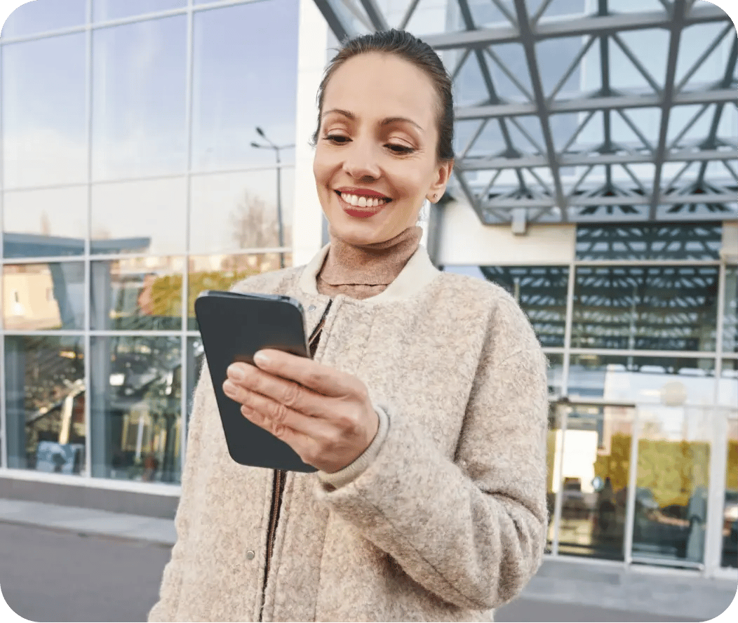 a woman using a phone