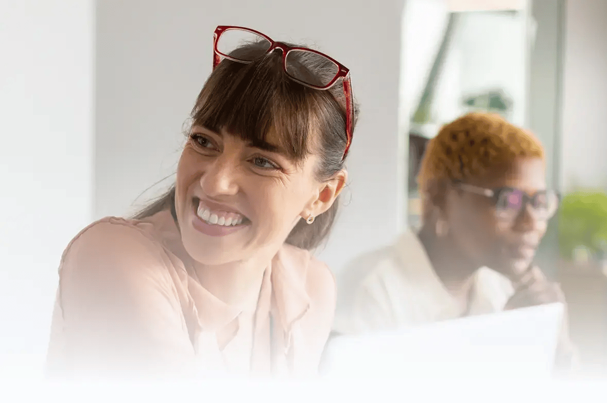 a woman in an office